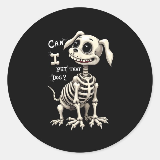 Sticker Rond Je Pet Ce Chien Skeleton Cadeaux Halloween (Devant)