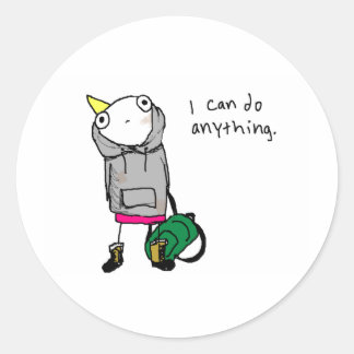 Sticker Rond Je peux faire n'importe quoi.