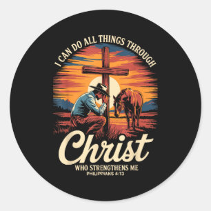 Sticker Rond Je peux faire toutes choses par Christ Cowboy chré