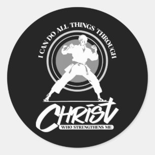 Sticker Rond Je peux faire toutes choses par Christ - Karate Ma