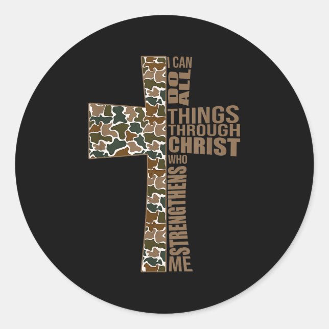 Sticker Rond Je peux faire toutes choses par Christ qui me fort (Devant)