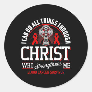 Sticker Rond Je peux faire toutes choses par le sang du Christ 
