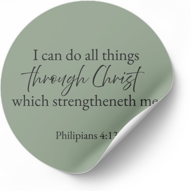 Sticker Rond Je peux faire toutes choses Philippiens 4:13 Chrét (Minimalist Bible verse sticker — Philippians 4:13)