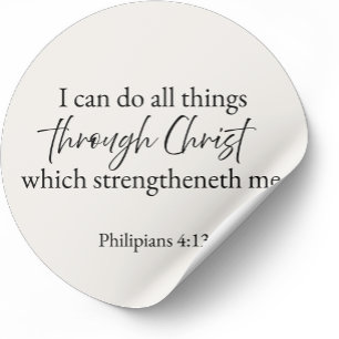Sticker Rond Je peux faire toutes choses Philippiens 4:13 Chrét