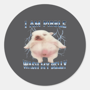 Sticker Rond Je peux laver mon ventre Drôle de chien Nettoie mo