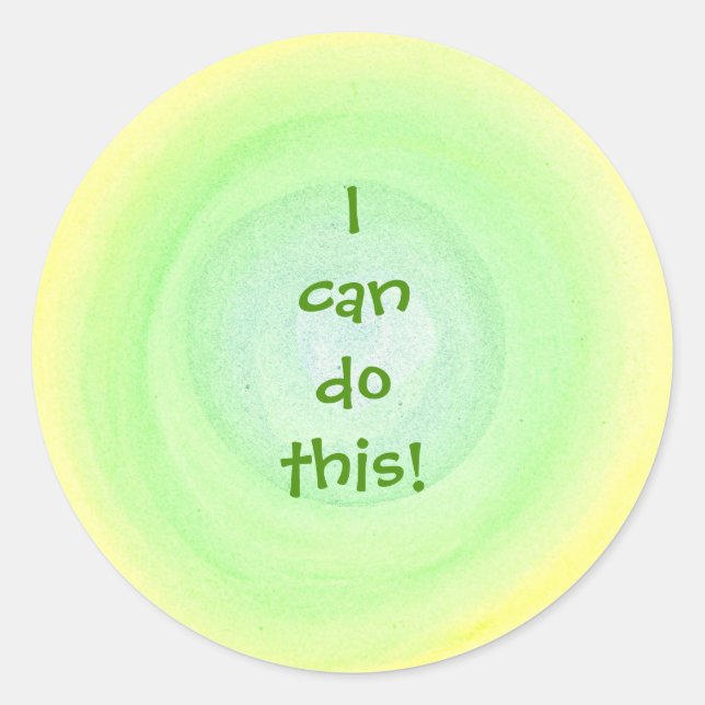 Sticker Rond Je peux le faire ! Jaune vert mélange affirmation (Devant)