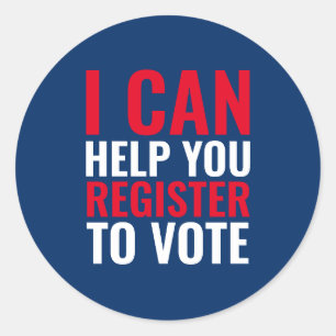Sticker Rond Je peux vous aider à vous inscrire pour voter mari