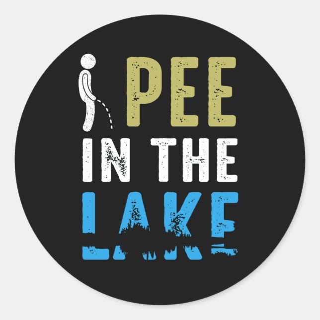 Sticker Rond Je Pis Dans Le Lac Drôle Vacances D'Été Peeing Lak (Devant)