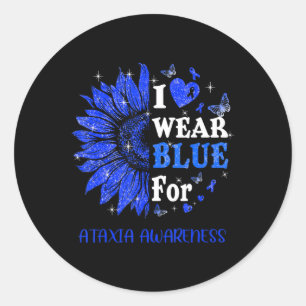 Sticker Rond Je porte Blue Twinkle Heart Sunflower Ataxia Award