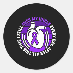 Sticker Rond Je Porte Conscience De L'Overdose Violet Ribbon Un
