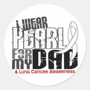 Sticker Rond Je Porte De La Perle Pour Mon Père 6 Cancer Du Pou