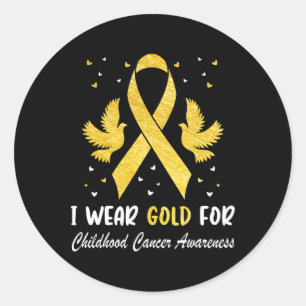 Sticker Rond Je porte de l'or pour la sensibilisation au cancer