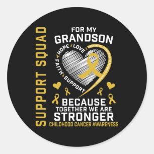 Sticker Rond Je Porte De L'Or Pour Mon Petit-Fils Cancer De L'E