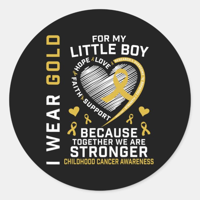Sticker Rond Je Porte De L'Or Pour Mon Petit Fils Enfant Cancer (Devant)