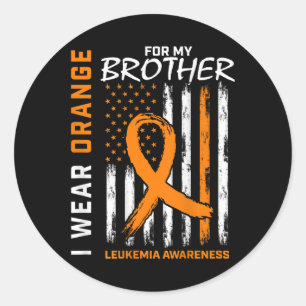 Sticker Rond Je Porte De L'Orange Pour Brother Leukemia Sensibi