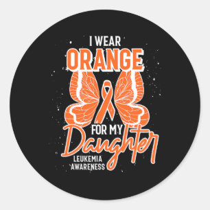 Sticker Rond Je Porte De L'Orange Pour Ma Fille Leucémie Papill