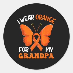 Sticker Rond Je Porte De L'Orange Pour Ma Leucémie Papillon Pap
