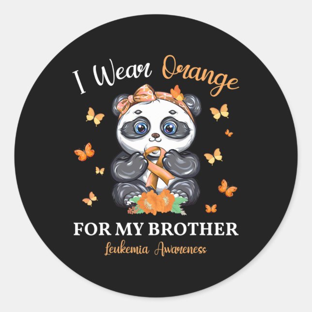 Sticker Rond Je Porte De L'Orange Pour Mon Frère Leucémie Sensi (Devant)