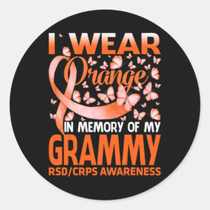 Sticker Rond Je Porte De L'Orange Pour Mon Grammy Rsd Crps Sens