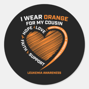 Sticker Rond Je Porte De L'Orange Pour Mon Pro Cousin Leukemia