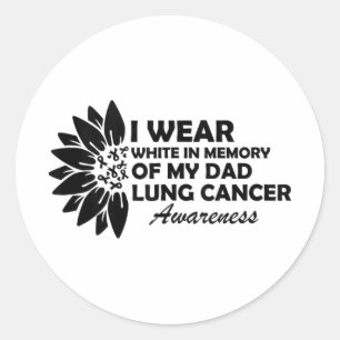 Sticker Rond Je Porte Du Blanc En Mémoire De Mon Père Cancer Du