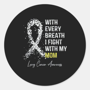 Sticker Rond Je Porte Du Blanc Pour Ma Maman Cancer Du Poumon
