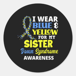 Sticker Rond Je Porte Du Bleu Et Du Jaune Pour Mon Syndrome Soe