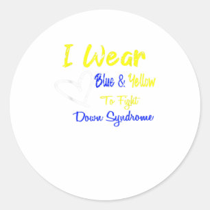 Sticker Rond Je porte du bleu jaune pour combattre le syndromeC