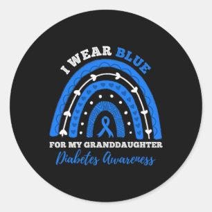 Sticker Rond Je Porte Du Bleu Pour La Petite-Fille T1D Type 1 D