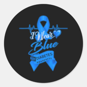 Sticker Rond Je porte du bleu pour la sensibilisation au diabèt