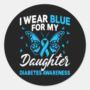 Sticker Rond Je porte du bleu pour la sensibilisation au diabèt