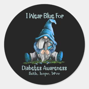 Sticker Rond Je Porte Du Bleu Pour La Sensibilisation Au Diabèt