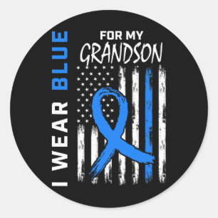 Sticker Rond Je Porte Du Bleu Pour Le Drapeau De Sensibilisatio