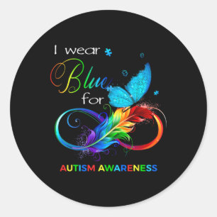 Sticker Rond Je Porte Du Bleu Pour Le Mois De La Sensibilisatio