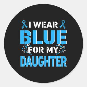 Sticker Rond Je Porte Du Bleu Pour Ma Fille Diabète Sensibilisa