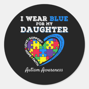 Sticker Rond Je Porte Du Bleu Pour Ma Fille Sensibilisation sur