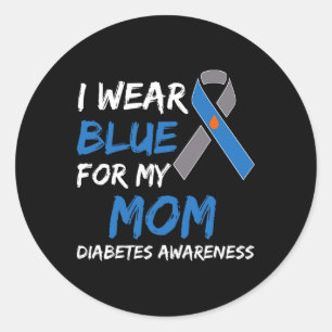 Sticker Rond Je Porte Du Bleu Pour Ma Mère Diabète Sensibilisat