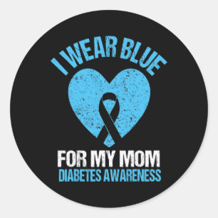 Sticker Rond Je Porte Du Bleu Pour Ma Mère Diabète Sensibilisat