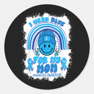 Sticker Rond Je porte du bleu pour ma mère en soutien à la sens