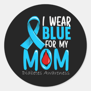 Sticker Rond Je porte du bleu pour ma mère - Sensibilisation au