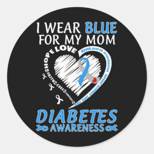 Sticker Rond Je Porte Du Bleu Pour Ma Mère Sensibilisation Au D