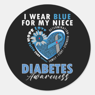 Sticker Rond Je Porte Du Bleu Pour Ma Nièce Type 1 Sensibilisat