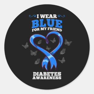 Sticker Rond Je Porte Du Bleu Pour Mon Ami Sensibilisation Au D