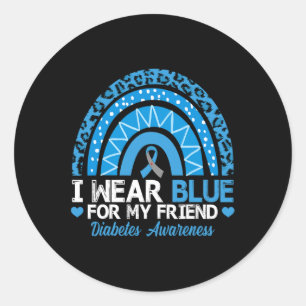 Sticker Rond Je Porte Du Bleu Pour Mon Ami Type 1 Diabète Lauré