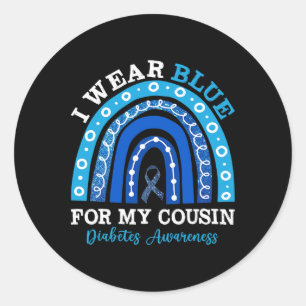 Sticker Rond Je Porte Du Bleu Pour Mon Cousin T1D Type 1 Diabèt