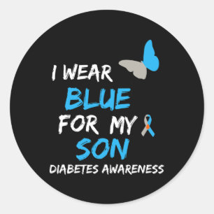 Sticker Rond Je Porte Du Bleu Pour Mon Fils Diabète Sensibilisa