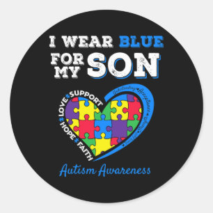 Sticker Rond Je porte du bleu pour mon fils Sensibilisation à l