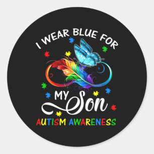 Sticker Rond Je Porte Du Bleu Pour Mon Fils Sensibilisation sur