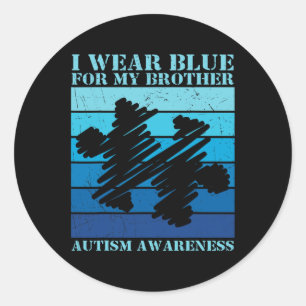 Sticker Rond Je Porte Du Bleu Pour Mon Frère Autiste Enfants Au