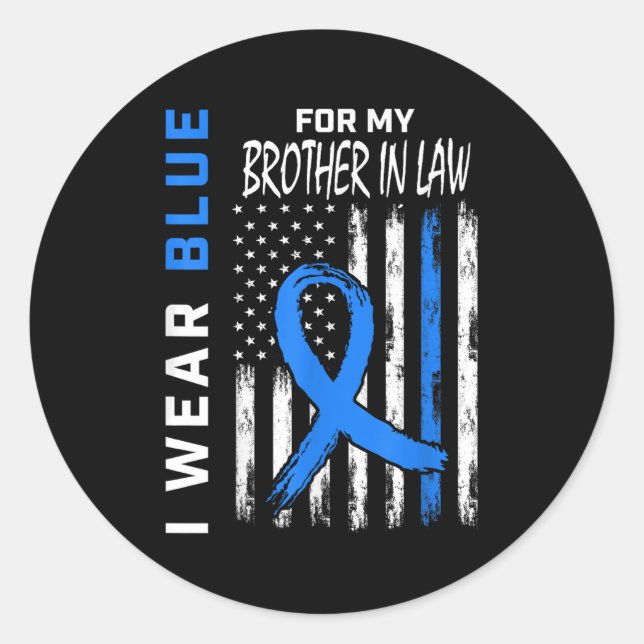Sticker Rond Je Porte Du Bleu Pour Mon Frère En Droit Diabète (Devant)